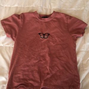 RARE pink brandy melville butterfly top